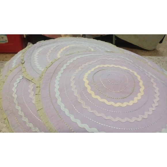 Dollies 5 Round About 15" Across Cotton Rick  Rack Purple Green Pretty Stitching - Picture 2 of 3